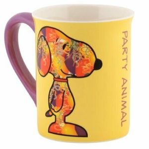 S/2 Department 56 Peanuts Mug 4.5-Inch Party Animal and Houndstooth